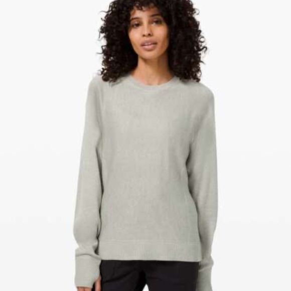 lululemon athletica Sweaters - Lululemon Cashlu Knit Pullover Heathered Green Fern